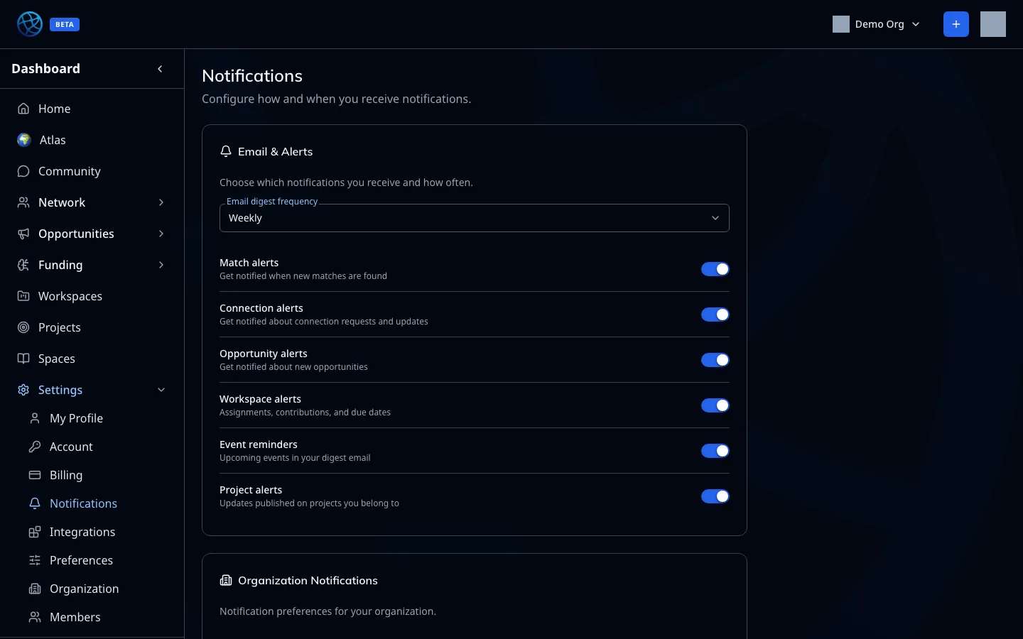 Notification settings