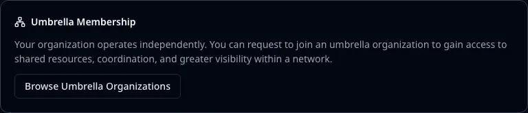 The Umbrella Membership card: an independent organisation and the Browse button